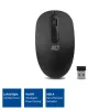 Ratón inalámbrico ACT 1200 DPI, ambidiestro, RF inalámbrico, 1200 DPI, negro