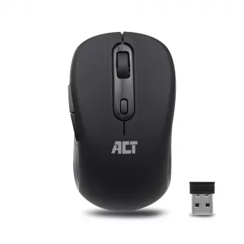 ACT AC5125 ratón inalámbrico, ambidiestro, 1600 DPI, negro