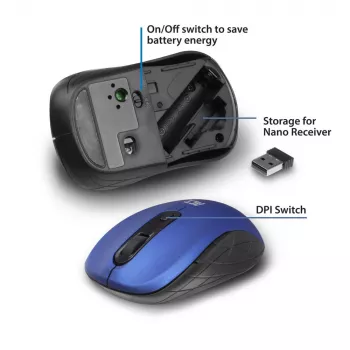 ACT AC5140 ratón inalámbrico ambidiestro, 1600 DPI, RF Wireless, azul/negro