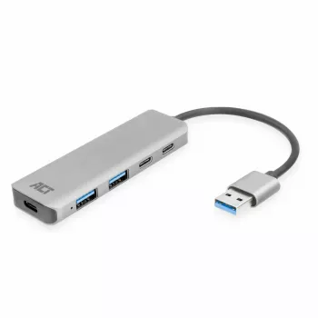 Hub USB ACT AC6125 3.2 Gen 1 Type-A 5000 Mbit/s gris