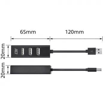 Hub USB ACT AC6205 2.0 480 Mbit/s negro 0,12 m