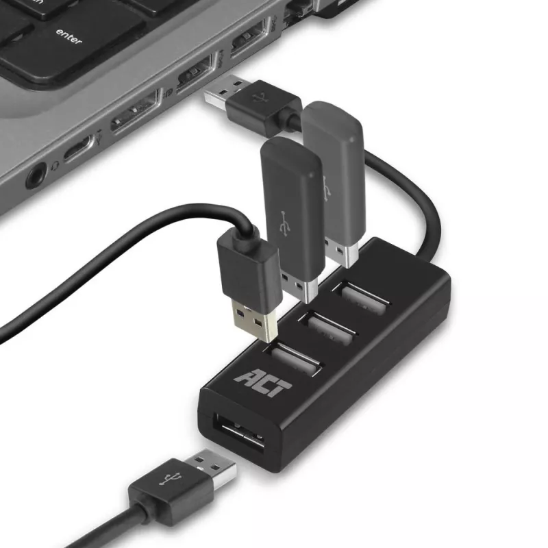 Hub USB ACT AC6205 2.0 480 Mbit/s negro 0,12 m