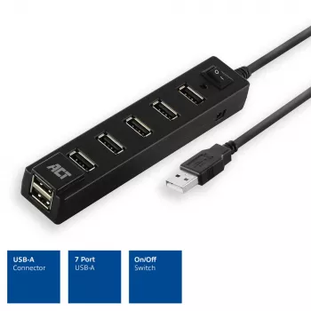 Hub USB ACT AC6215 480 Mbit/s negro