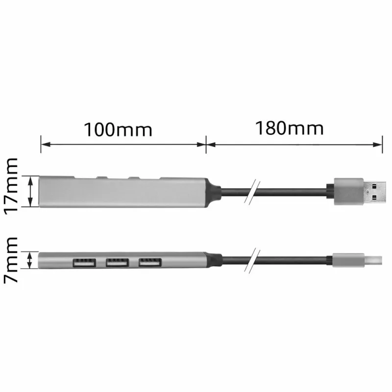 Hub USB 2.0 ACT AC6225 480 Mbit/s gris aluminio