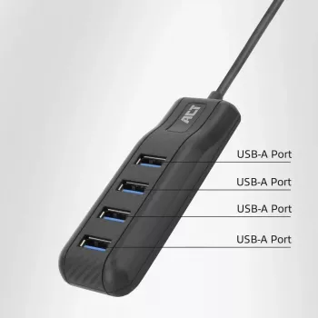 Hub de interfaces ACT AC6320 USB 3.2 Gen 1 (3.1 Gen 1) Type-A 5000 Mbit/s negro