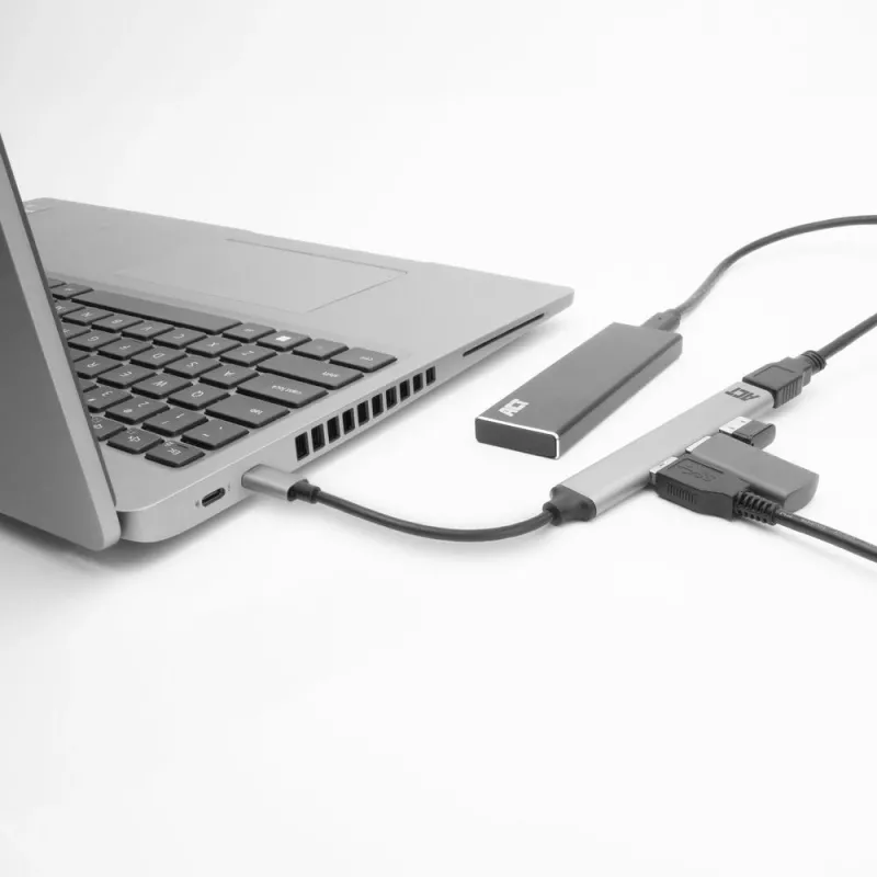Hub USB ACT AC6425 Type-C 5000 Mbit/s aluminio gris
