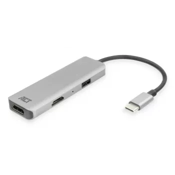 Adaptador multipuerto USB-C 4K ACT para 2 monitores HDMI, puerto de datos USB-A