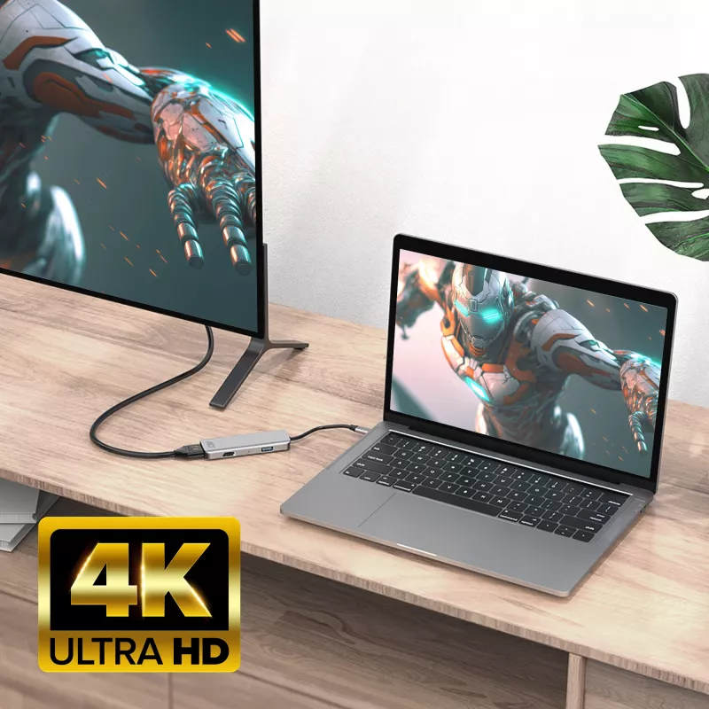 Adaptador multipuerto USB-C 4K ACT para 2 monitores HDMI, puerto de datos USB-A