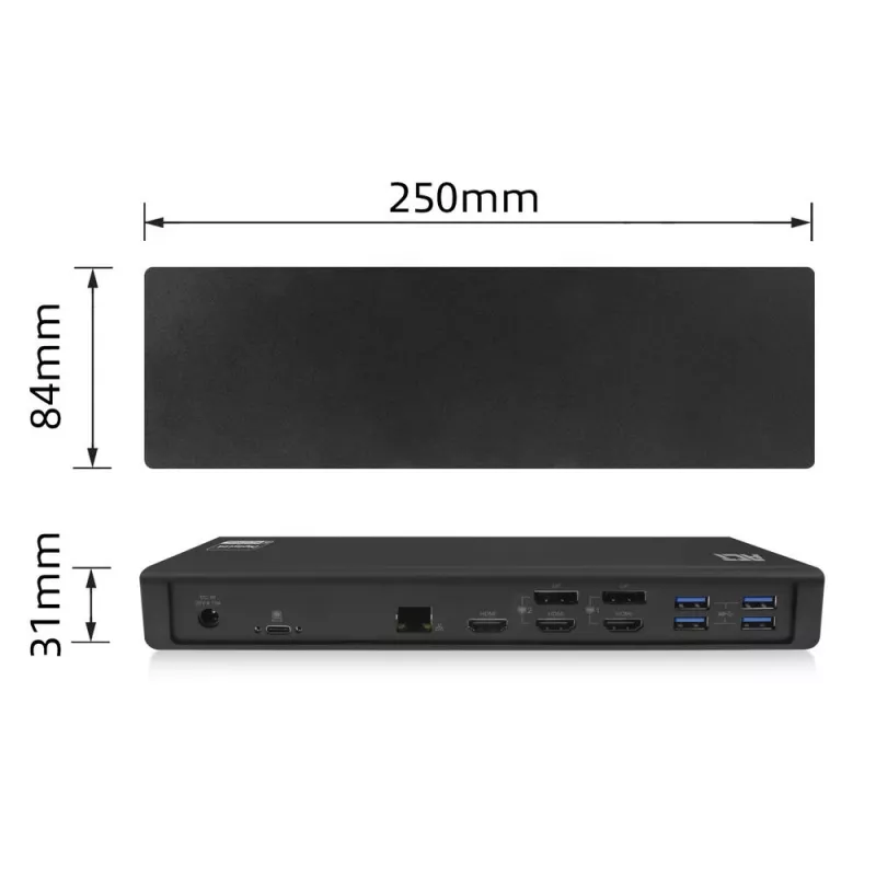 Docking station USB-C 4K ACT, para 2 o 3 monitores HDMI/DisplayPort, DisplayLink