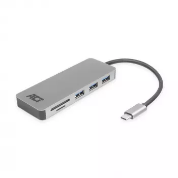 Hub USB-C 3.0 ACT, 3x USB-A, lector de tarjetas, PD pass-through
