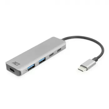 Hub USB 3.2 Gen 1 Type-C ACT AC7072 5000 Mbit/s negro gris