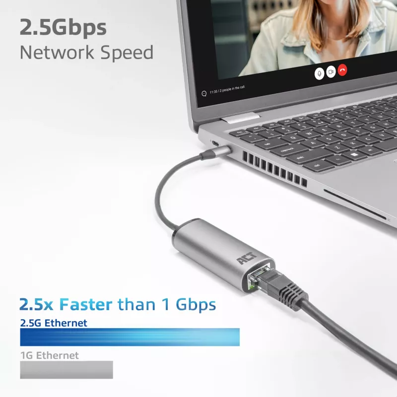 Hub USB ACT AC7081 Type-C 2500 Mbit/s aluminio