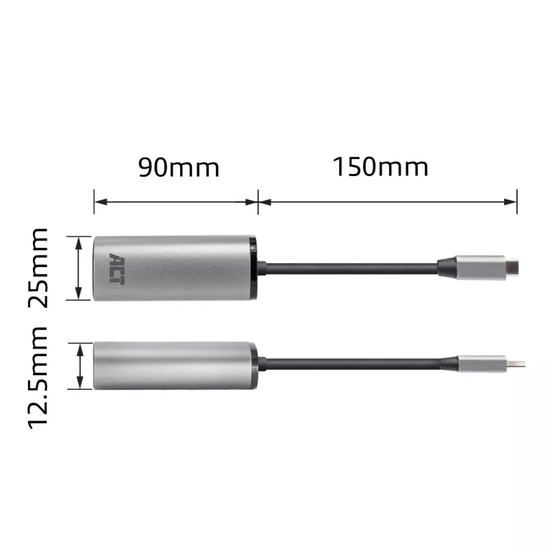 Hub USB ACT AC7081 Type-C 2500 Mbit/s aluminio