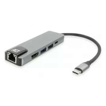 Docking station USB-C 4K ACT para 1 monitor HDMI, Ethernet, USB-A, PD pass-through