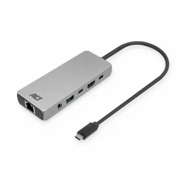 Docking station USB-C 4K / 8K 30Hz ACT para 1 monitor HDMI, 2,5 Gigabit Ethernet, USB-C 10Gbps, USB-A 10Gbps, audio de 3,5 mm, PD pass-through
