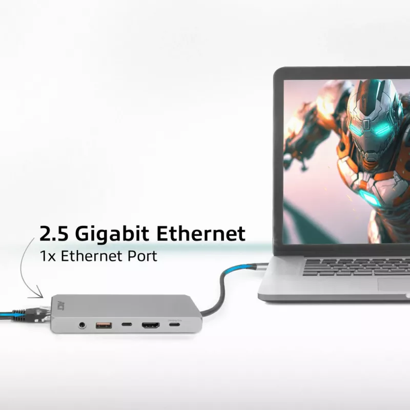 ACT AC7095 base de conexión USB-C, USB 3.2 Gen 1, con cable, gris