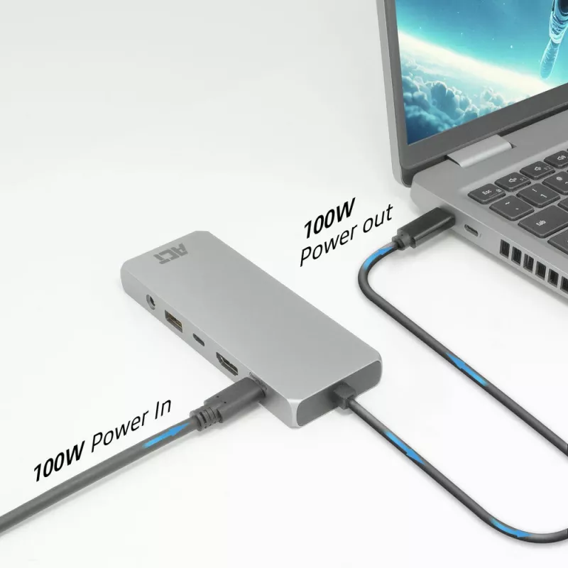 ACT AC7095 base de conexión USB-C, USB 3.2 Gen 1, con cable, gris