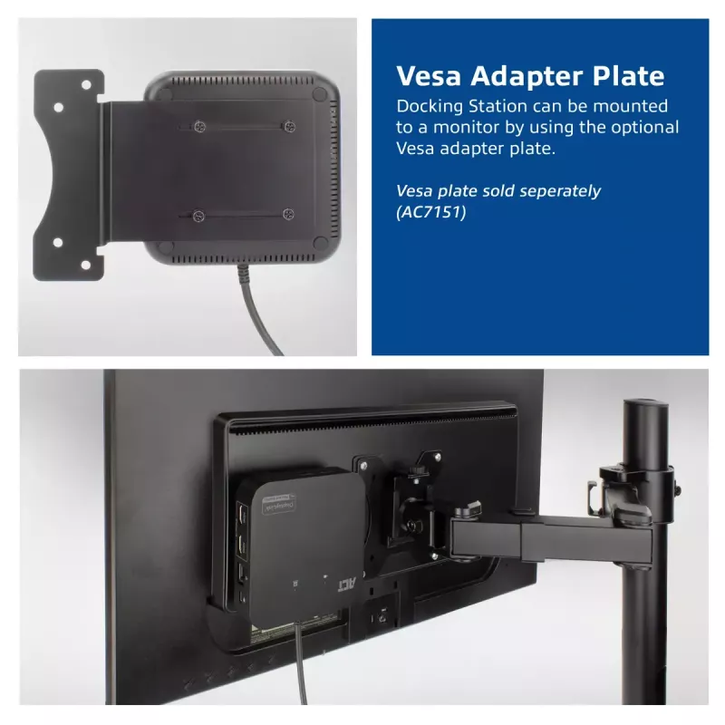 Docking station universal USB-C 4K ACT, para 2 monitores HDMI/DisplayPort, DisplayLink, diseño compacto