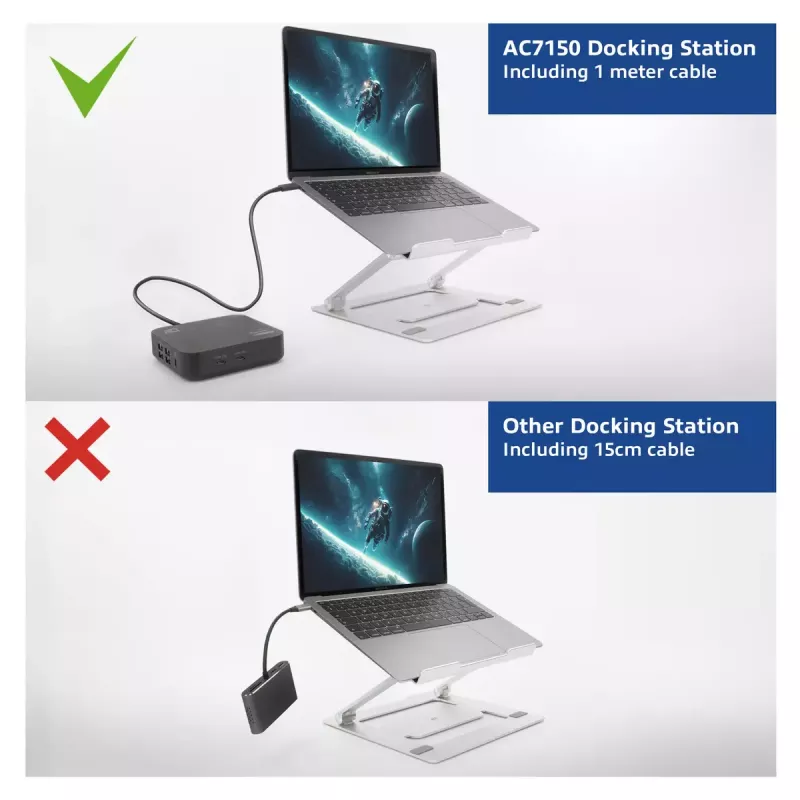 Docking station universal USB-C 4K ACT, para 2 monitores HDMI/DisplayPort, DisplayLink, diseño compacto