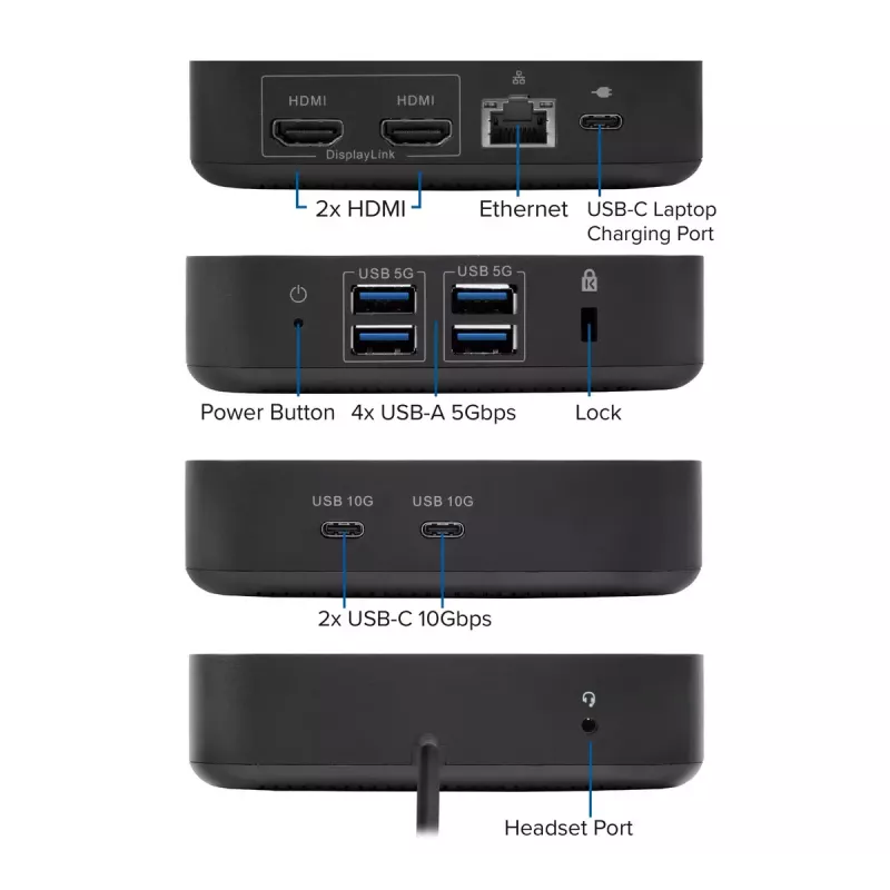 Docking station universal USB-C 4K ACT, para 2 monitores HDMI/DisplayPort, DisplayLink, diseño compacto