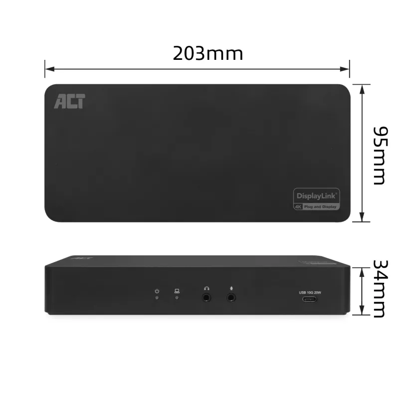 Docking station USB-C 4K ACT, para 2 monitores HDMI o DisplayPort, DisplayLink