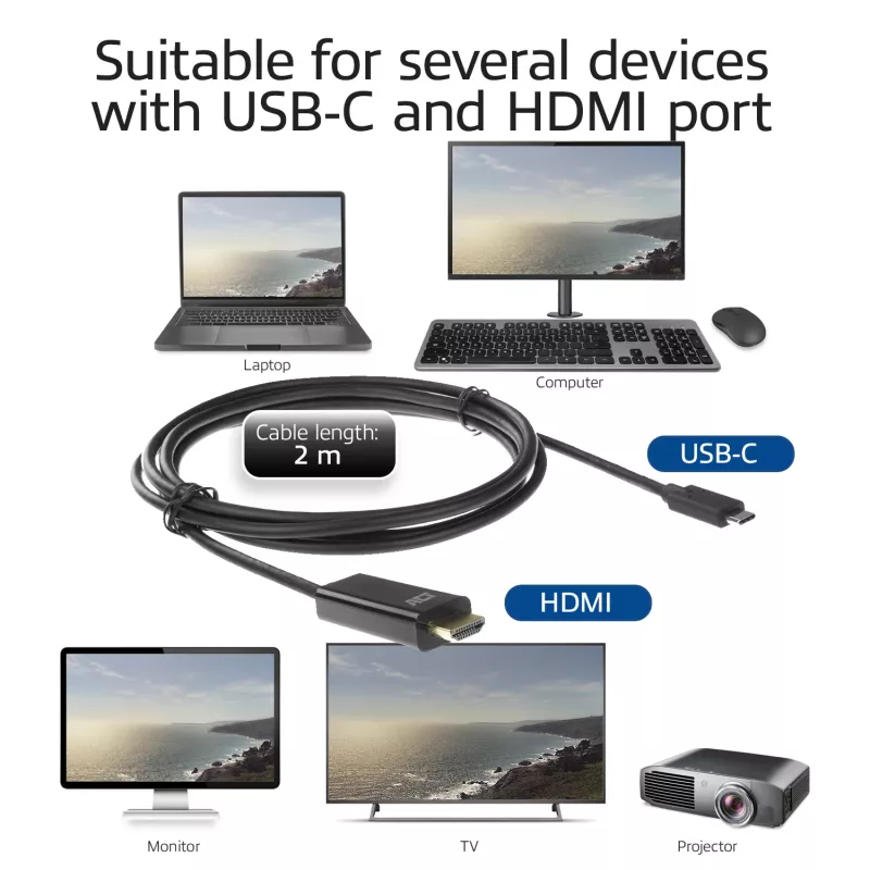 Cable USB-C a HDMI ACT AC7315 2 metros