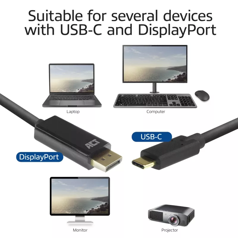 Cable USB-C a DisplayPort ACT AC7325 2 metros