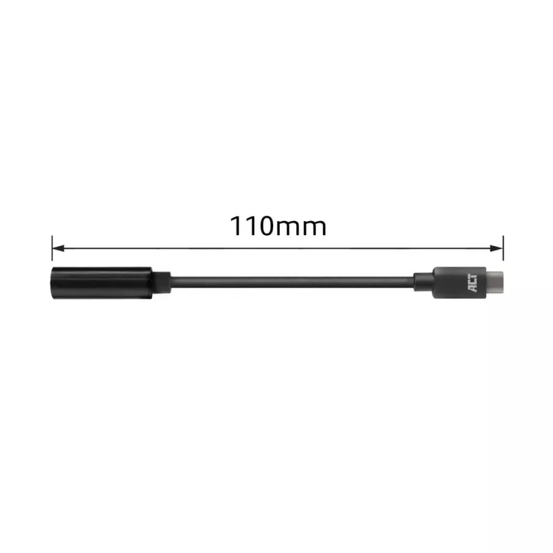 Cable de audio ACT AC7380 0,11 m 3,5 mm hembra USB Type-C macho Negro