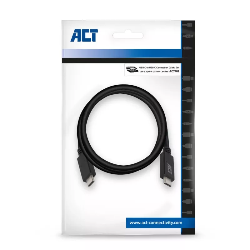 Cable ACT USB 3.0 USB-C certificado USB-IF 2 metros 5 Gbit/s