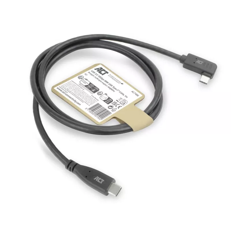 Cable ACT USB 3.0 en ángulo USB-C 1 metro 5 Gbit/s Negro