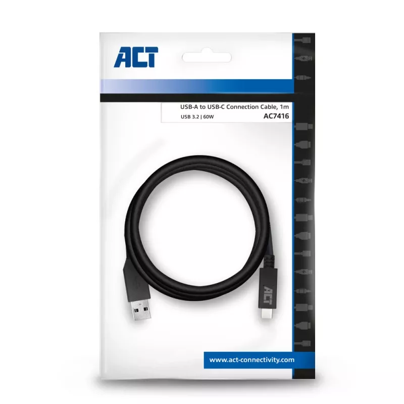 Cable ACT USB 3.0 USB-A a USB-C 1 metro 5 Gbit/s Negro