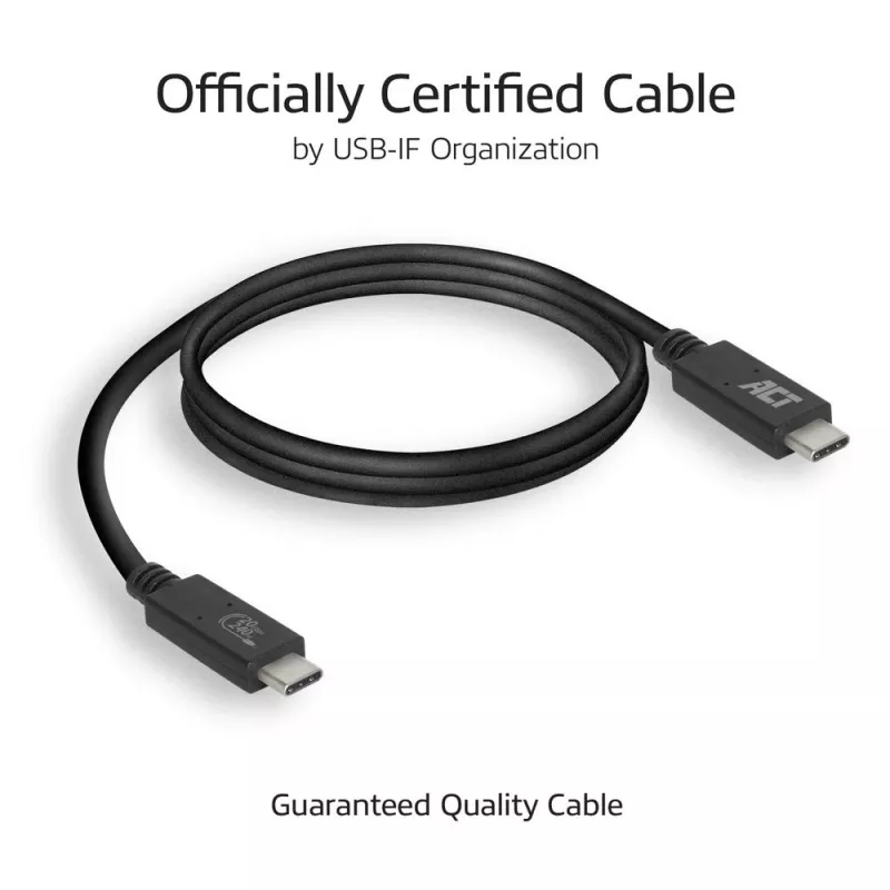 Cable ACT USB4® 20Gbps, USB-C, certificado USB-IF, 1 metro