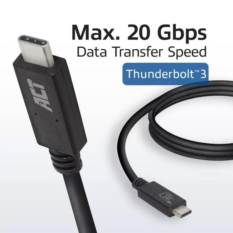 Cable ACT USB4® 20Gbps, USB-C, certificado USB-IF, 1 metro