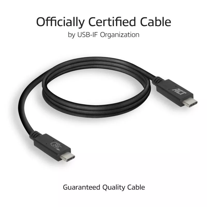 Cable ACT USB4® 40Gbps 240W USB Type-C®, certificado USB-IF, 0,8 metros