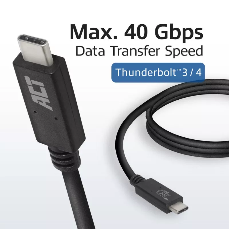 Cable ACT USB4® 40Gbps 240W USB Type-C®, certificado USB-IF, 0,8 metros