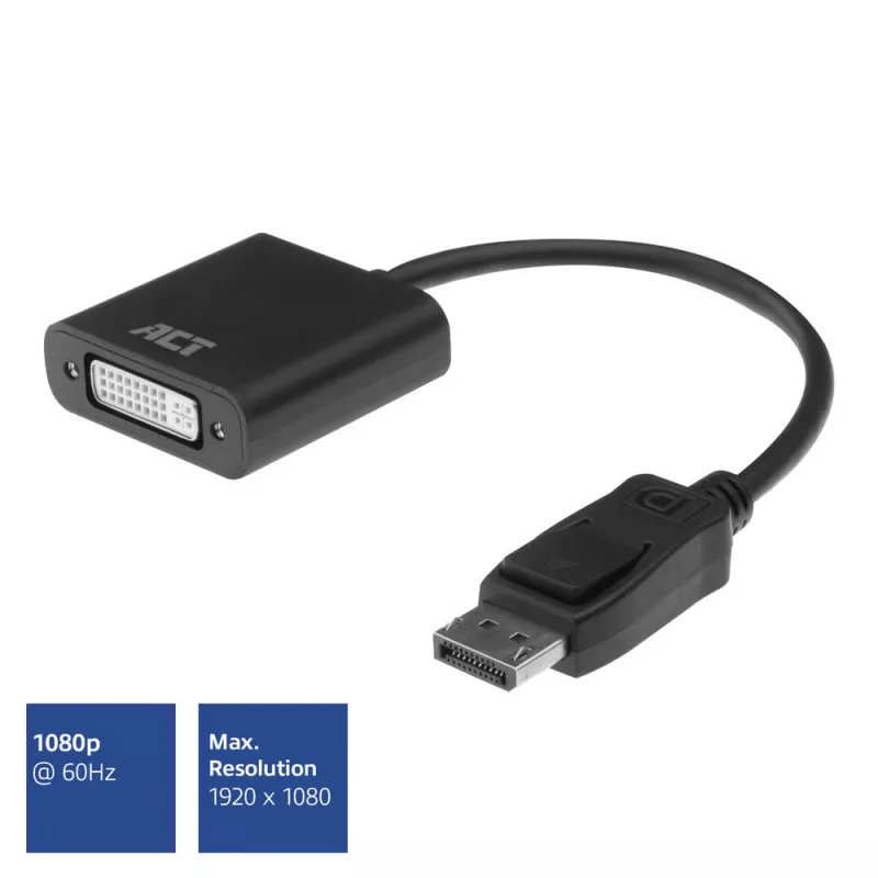 Adaptador ACT DisplayPort macho a DVI hembra 0,15 m AC7510