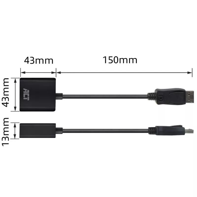 Adaptador ACT DisplayPort macho a DVI hembra 0,15 m AC7510