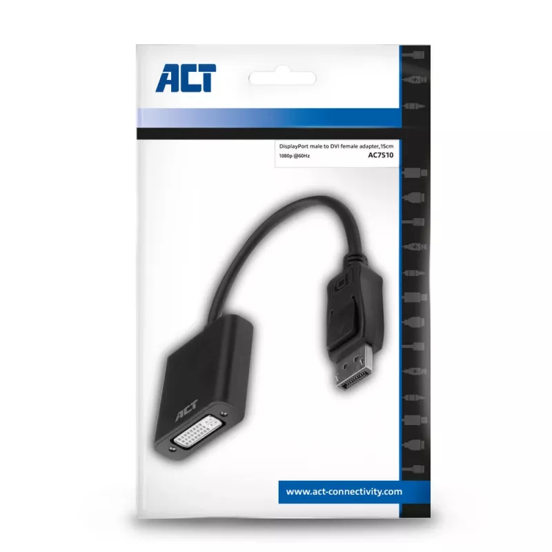 Adaptador ACT DisplayPort macho a DVI hembra 0,15 m AC7510
