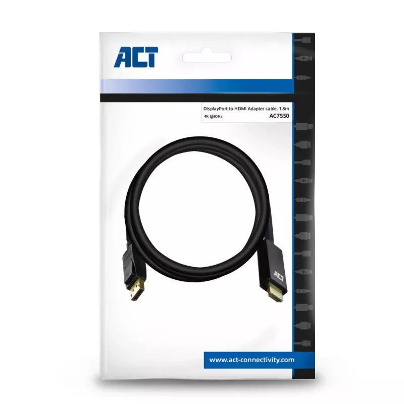 Cable adaptador DisplayPort a HDMI ACT AC7550 1,8 m