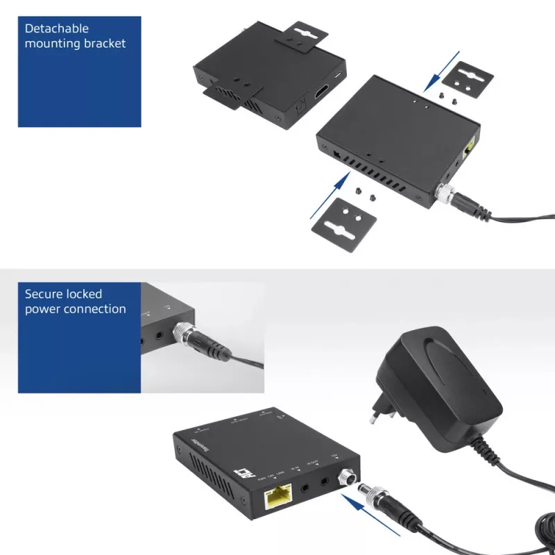 Set transmisor y receptor AV ACT Extender HDMI 2.0 4K sobre CAT6 UTP con soporte IR, 60 metros