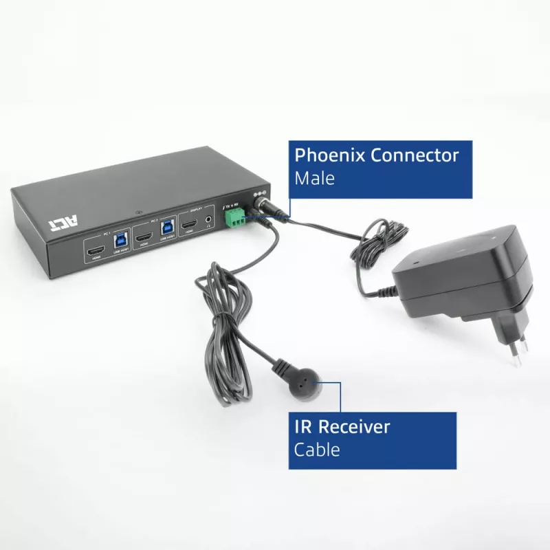Switch KVM ACT HDMI 4K@60Hz de 2 puertos, USB 3.2 Gen1 (USB 3.0)