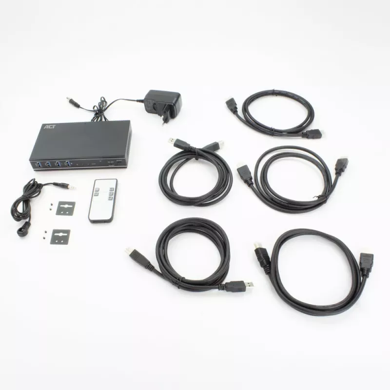 Switch KVM ACT HDMI 4K@60Hz de 2 puertos, USB 3.2 Gen1 (USB 3.0)