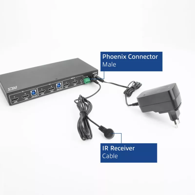 Switch KVM ACT Dual HDMI 4K@60Hz de 2 puertos, USB 3.2 Gen1 (USB 3.0)