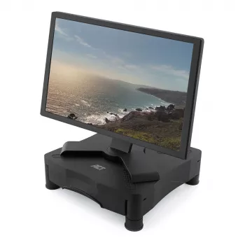 Soporte para monitor ACT AC8200 regulable en altura con un cajón Negro