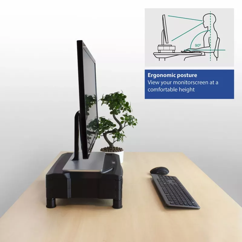 Soporte para monitor ACT extra ancho AC8215 regulable en altura con dos cajones