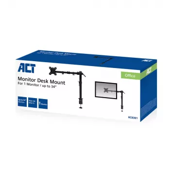 Brazo para un monitor ACT con pinza/pasacables 8 kg 10-32 pulgadas