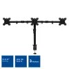 Brazo para tres monitores ACT con pinza/pasacables 30 kg 13-27 pulgadas