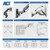 Soporte de pared para monitor ACT con muelle de gas, 1 pantalla, peso máx. 7 kg