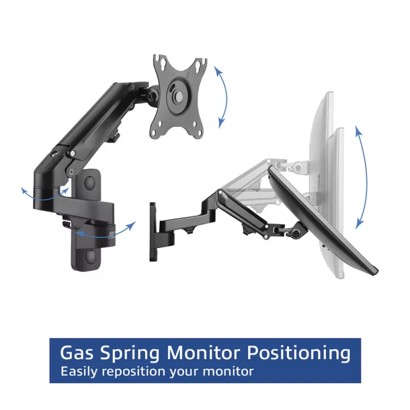 Soporte de pared para monitor ACT con muelle de gas, 1 pantalla, peso máx. 7 kg