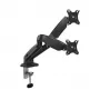 Brazo doble para monitor ACT con muelle de gas Oficina con pinza/pasacables 18 kg